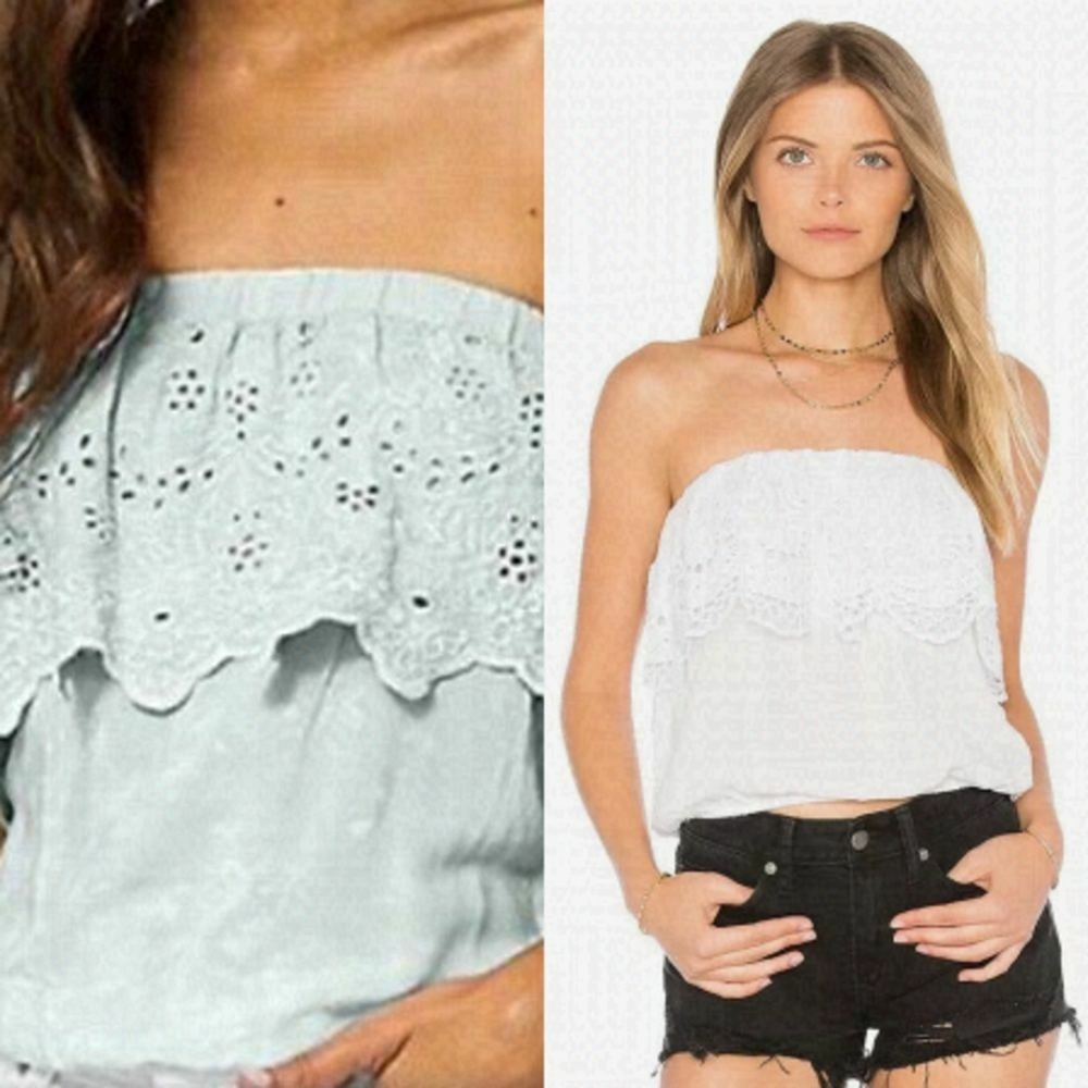 Young Fabulous & Broke Caicos Strapless Top Eyelet White Size XS